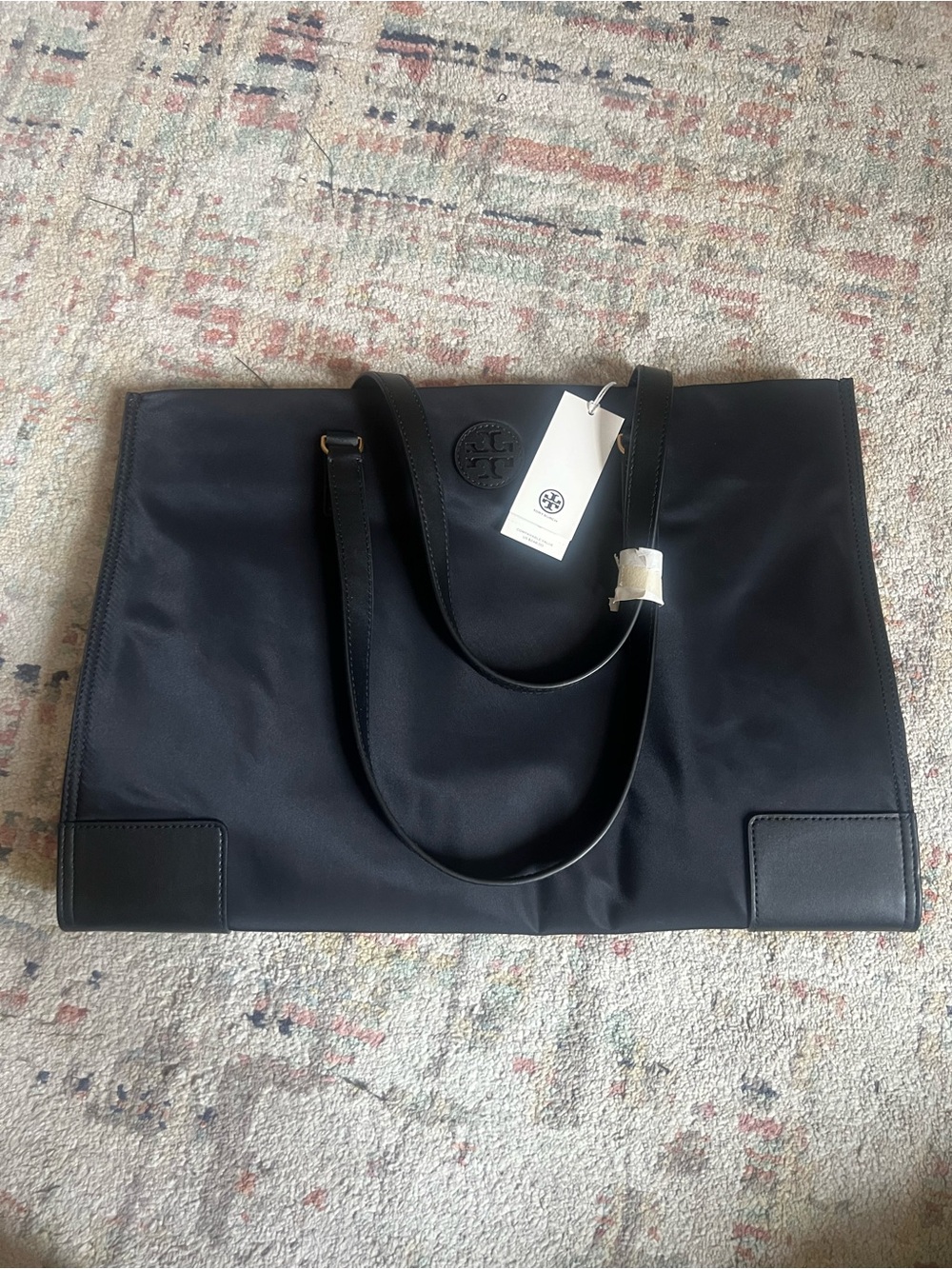 Tory Burch Black Leather-Trim Nylon Tote